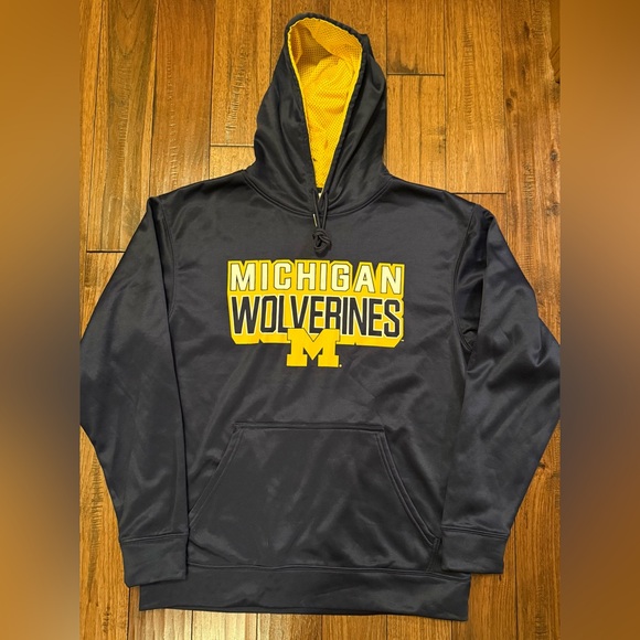 University Of Michigan Wolverines Performance Hoodie‎ Sweatshirt Men Medium Blue - Picture 1 of 7